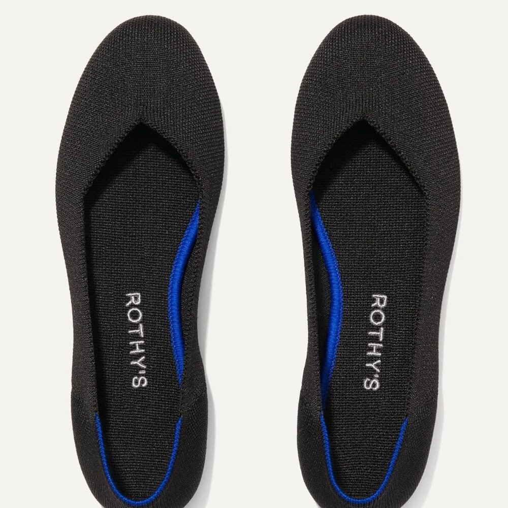 ROTHY’S Women’s The Flat Black Knit Fabric Slip On, Size 9.5, Washable